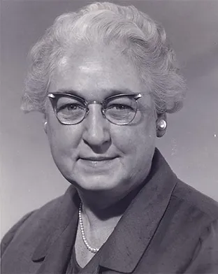 A grayscale photo of Virginia Apgar